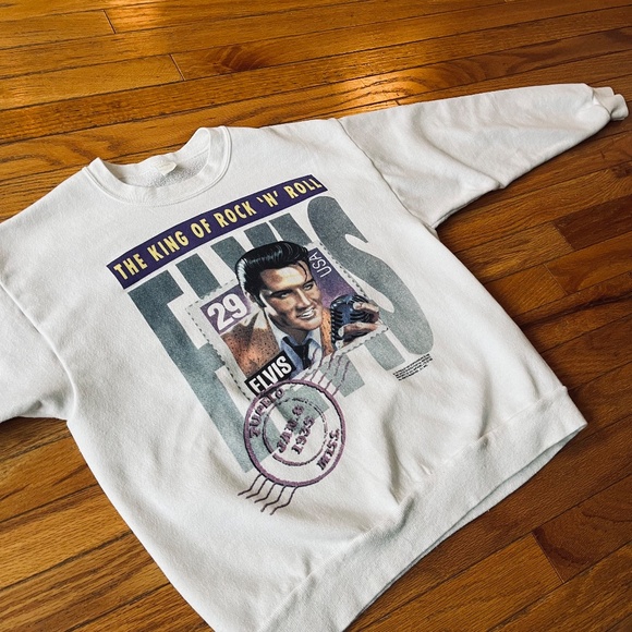 Vintage 90s Elvis King of Rock 'N Roll Graphic Sweatshirt - Picture 2 of 9